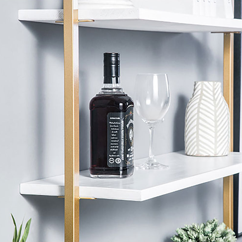 Contemporary Wall Unit Bookcase Metal Frame Pine Wood Shelf Bookshelf