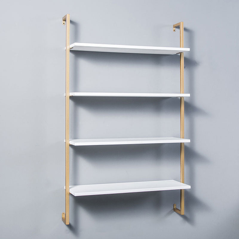 Contemporary Wall Unit Bookcase Metal Frame Pine Wood Shelf Bookshelf