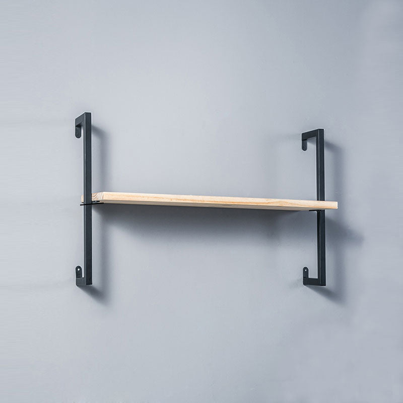 Contemporary Wall Unit Bookcase Metal Frame Pine Wood Shelf Bookshelf