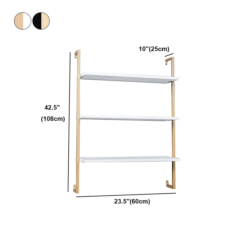 Contemporary Wall Unit Bookcase Metal Frame Pine Wood Shelf Bookshelf