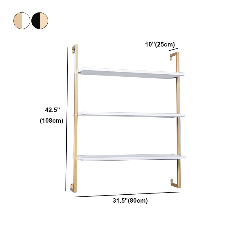 Contemporary Wall Unit Bookcase Metal Frame Pine Wood Shelf Bookshelf