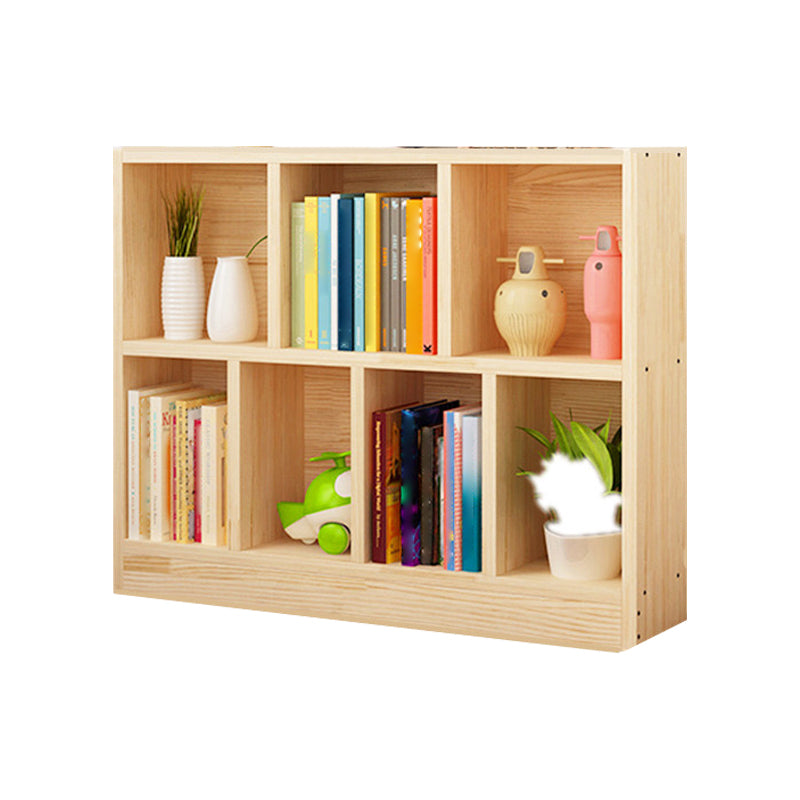 Natural Pine Wood Standard Bookshelf Modern Closed Back Bookcase for Classroom
