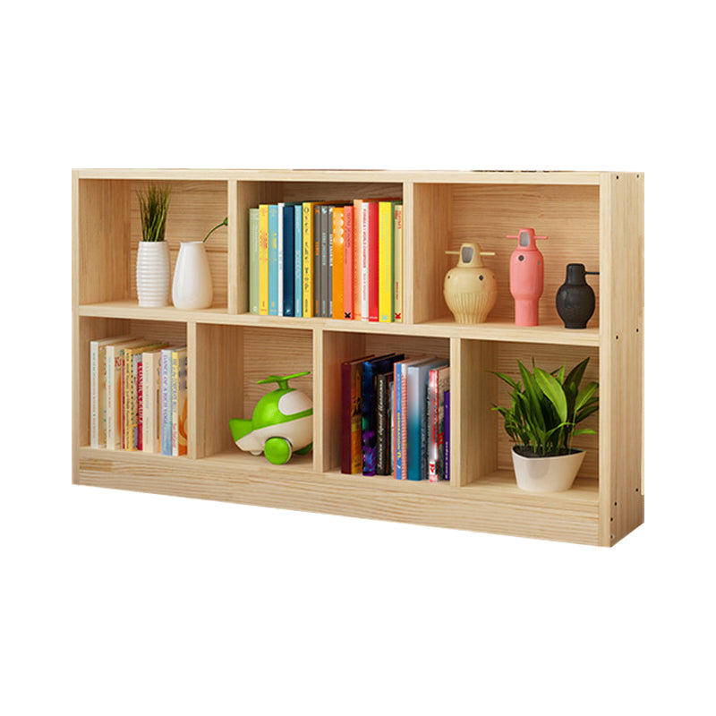 Natural Pine Wood Standard Bookshelf Modern Closed Back Bookcase for Classroom