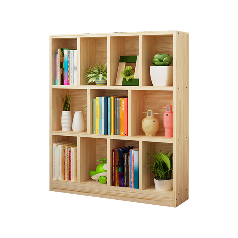 Natural Pine Wood Standard Bookshelf Modern Closed Back Bookcase for Classroom