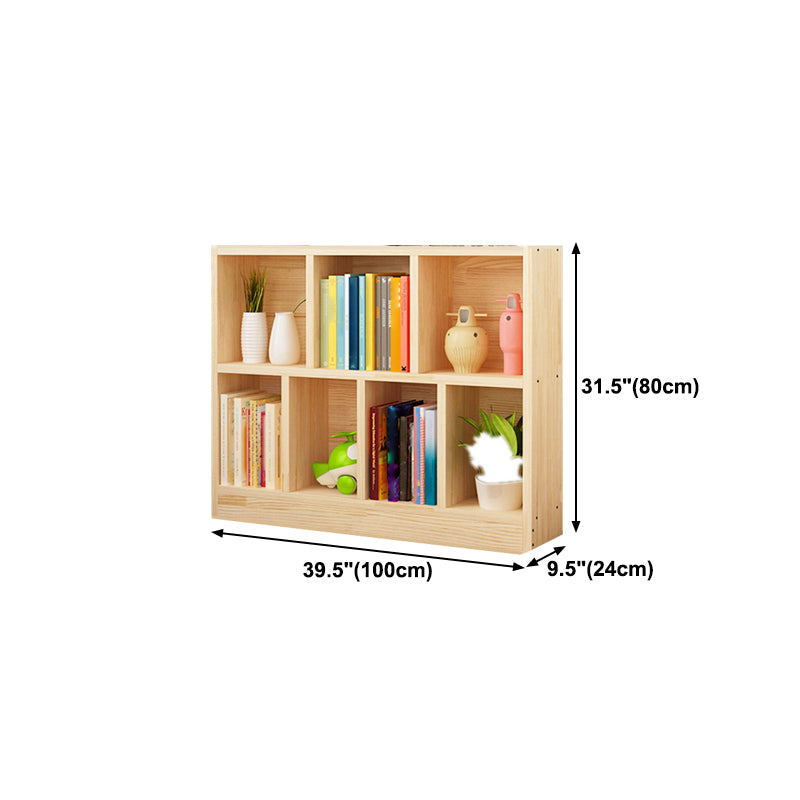 Natural Pine Wood Standard Bookshelf Modern Closed Back Bookcase for Classroom
