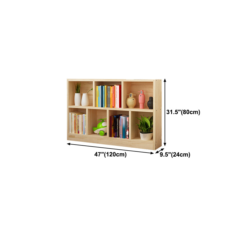 Natural Pine Wood Standard Bookshelf Modern Closed Back Bookcase for Classroom