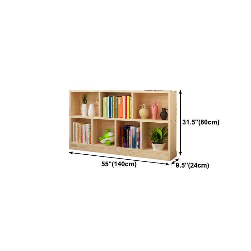 Natural Pine Wood Standard Bookshelf Modern Closed Back Bookcase for Classroom