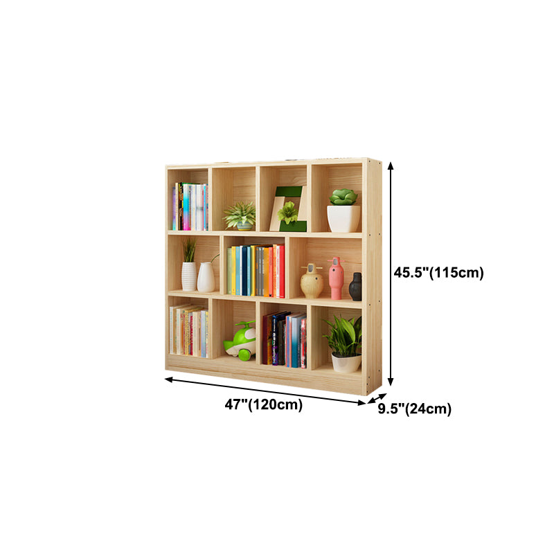 Natural Pine Wood Standard Bookshelf Modern Closed Back Bookcase for Classroom