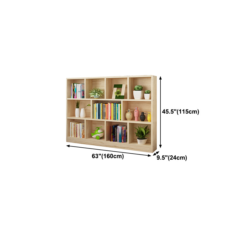 Natural Pine Wood Standard Bookshelf Modern Closed Back Bookcase for Classroom