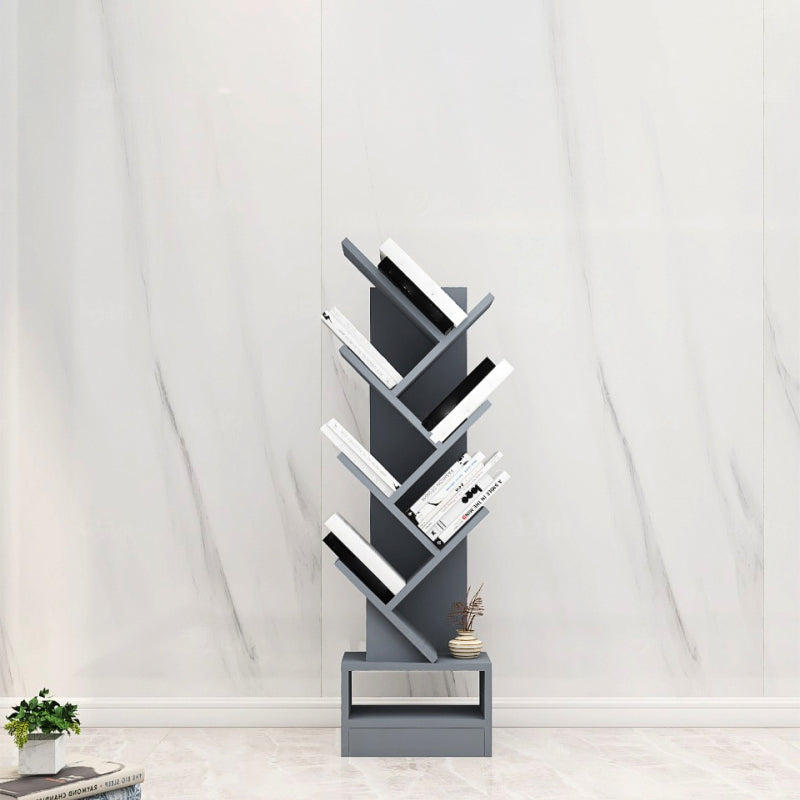 Manufactured Wood Corner Bookshelf Modern Closed Back Vertical Bookcase