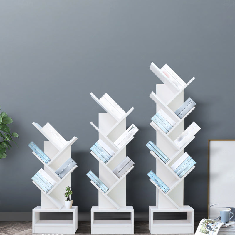 Manufactured Wood Corner Bookshelf Modern Closed Back Vertical Bookcase