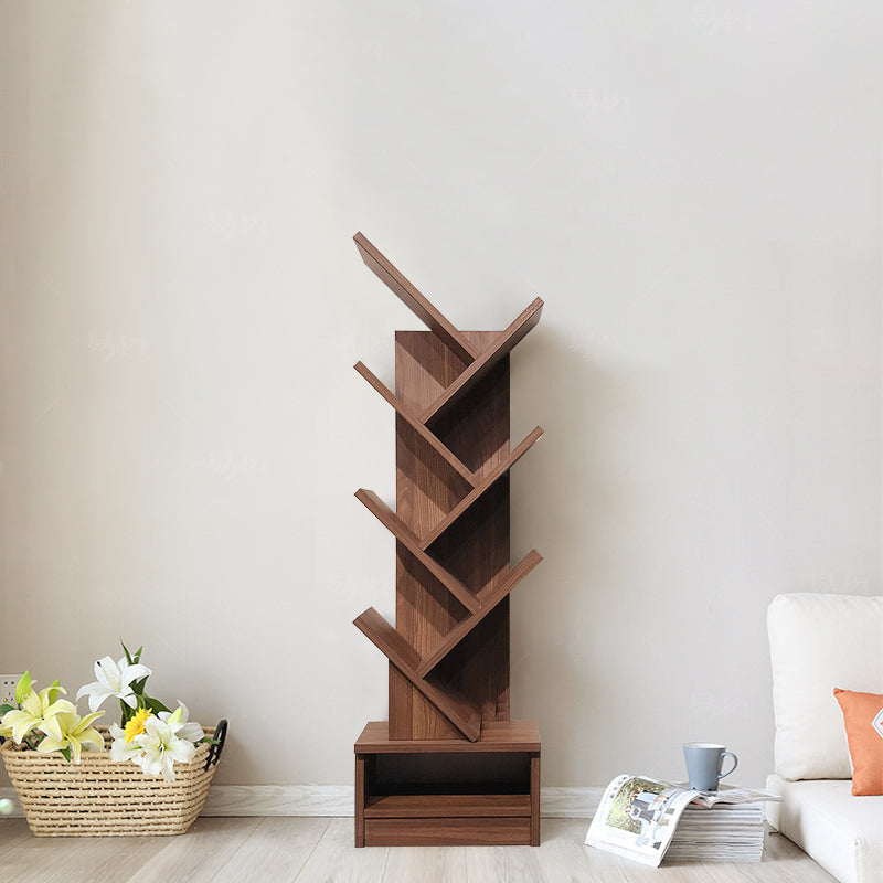 Manufactured Wood Corner Bookshelf Modern Closed Back Vertical Bookcase