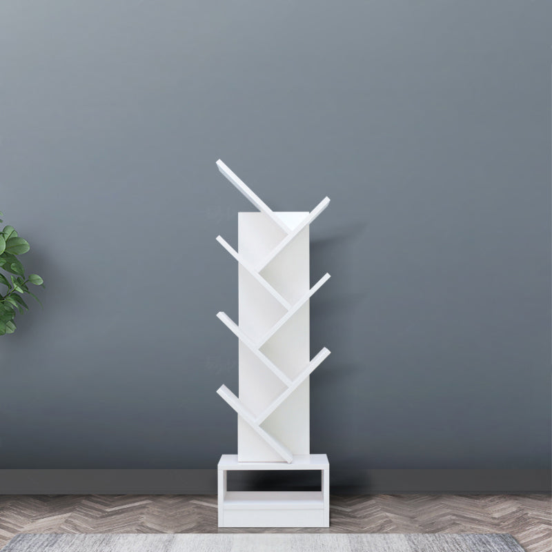 Manufactured Wood Corner Bookshelf Modern Closed Back Vertical Bookcase