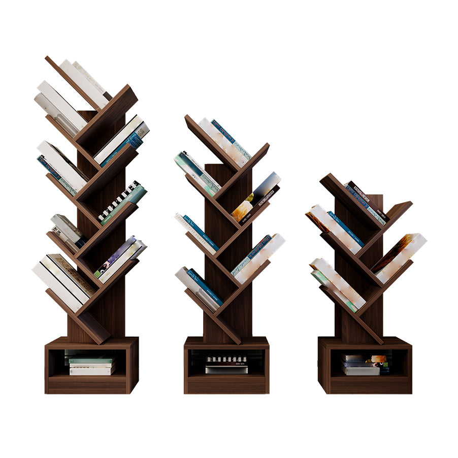 Manufactured Wood Corner Bookshelf Modern Closed Back Vertical Bookcase