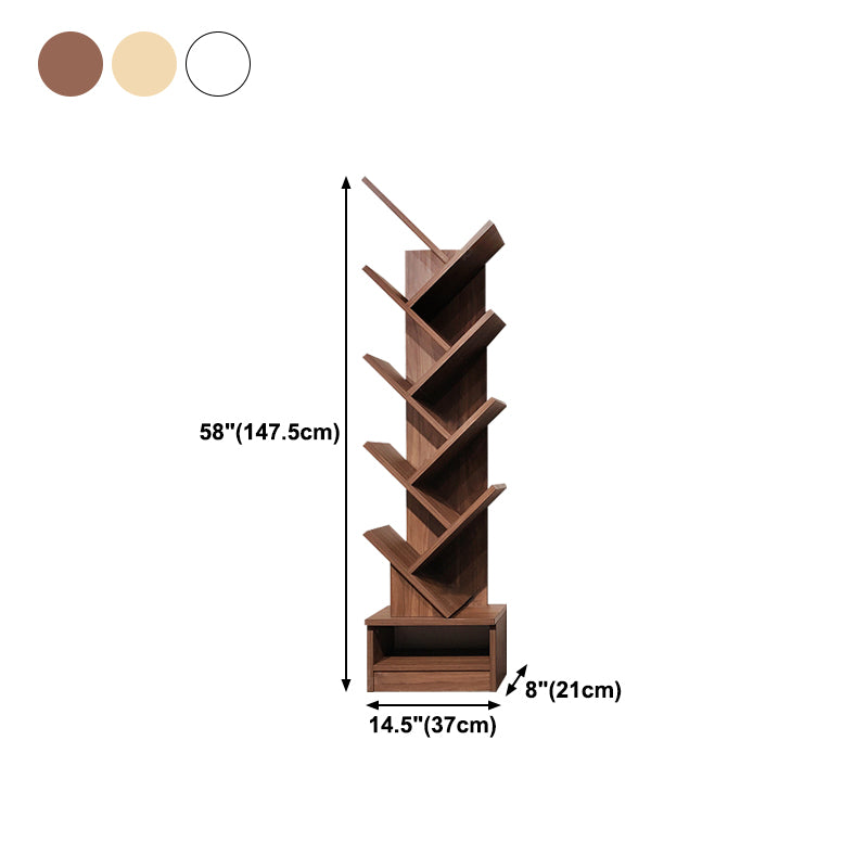 Manufactured Wood Corner Bookshelf Modern Closed Back Vertical Bookcase