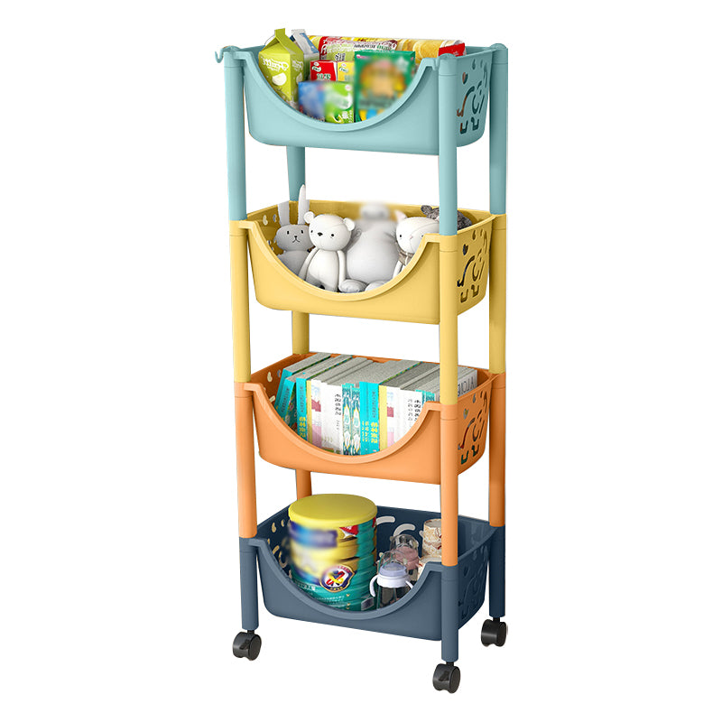 Contemporary Plastic Bookshelf Open Back Vertical Bookcase for Home