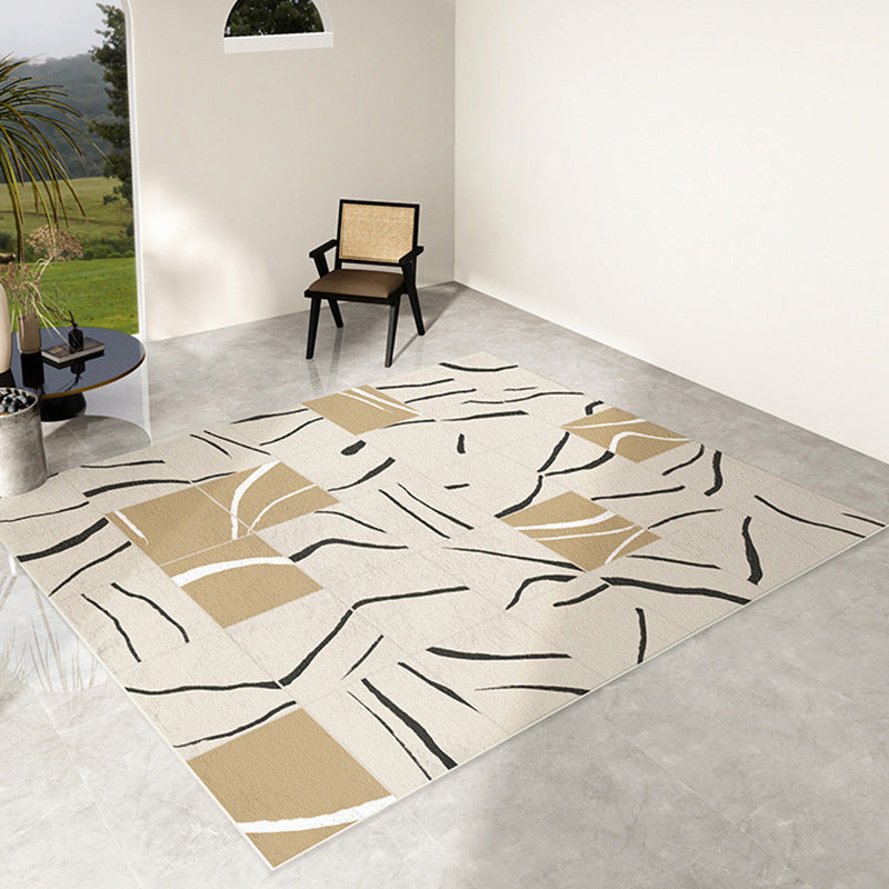 Geometric Pattern Living Room Rug Polyester Washable Area Rug