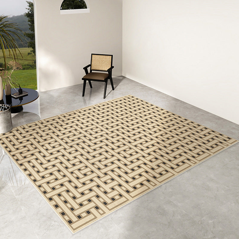 Geometric Pattern Living Room Rug Polyester Washable Area Rug