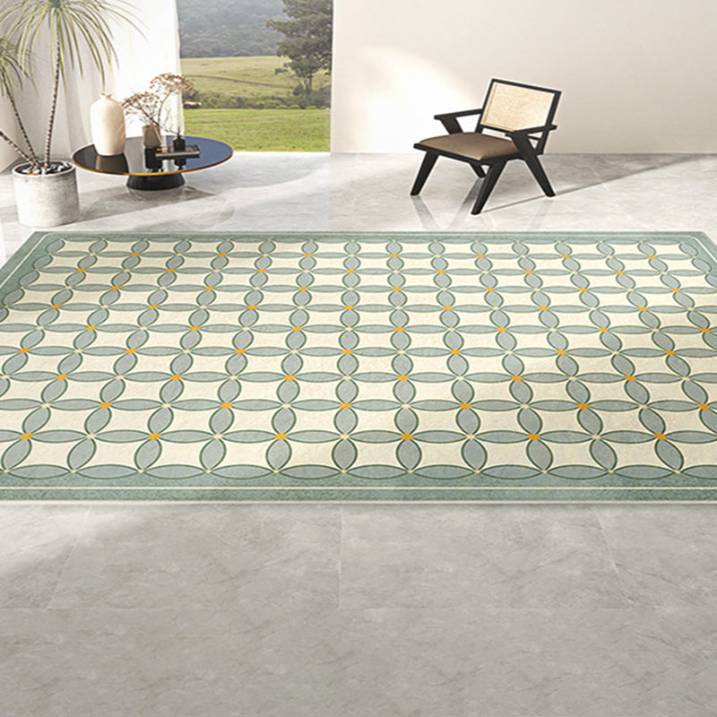 Geometric Pattern Living Room Rug Polyester Washable Area Rug