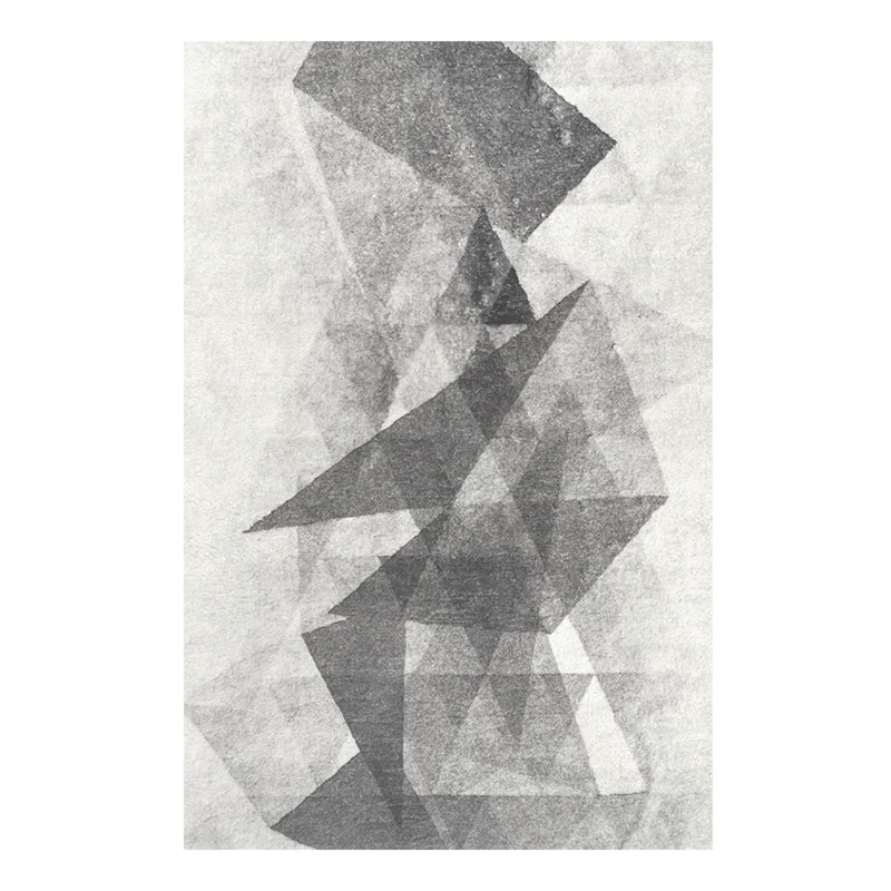 Modern Geometric Soft Rug Rectangle Gray Tone Loom Rug for Bedroom