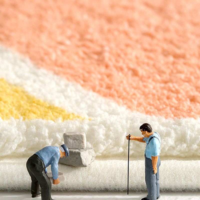 Modern Style Rug Color Block Rug Beige Stain Resistant Rug for Home Decor