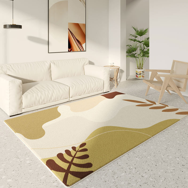Color Block Living Room Rug Nordic Style Carpet Polyester Washable Area Rug