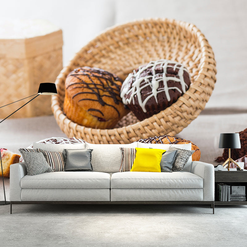 Photography Stain Resistant Mural Wallpaper Dessert Pattern Sleeping Room Wall Mural