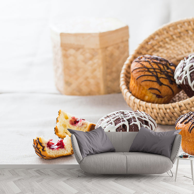 Photography Stain Resistant Mural Wallpaper Dessert Pattern Sleeping Room Wall Mural