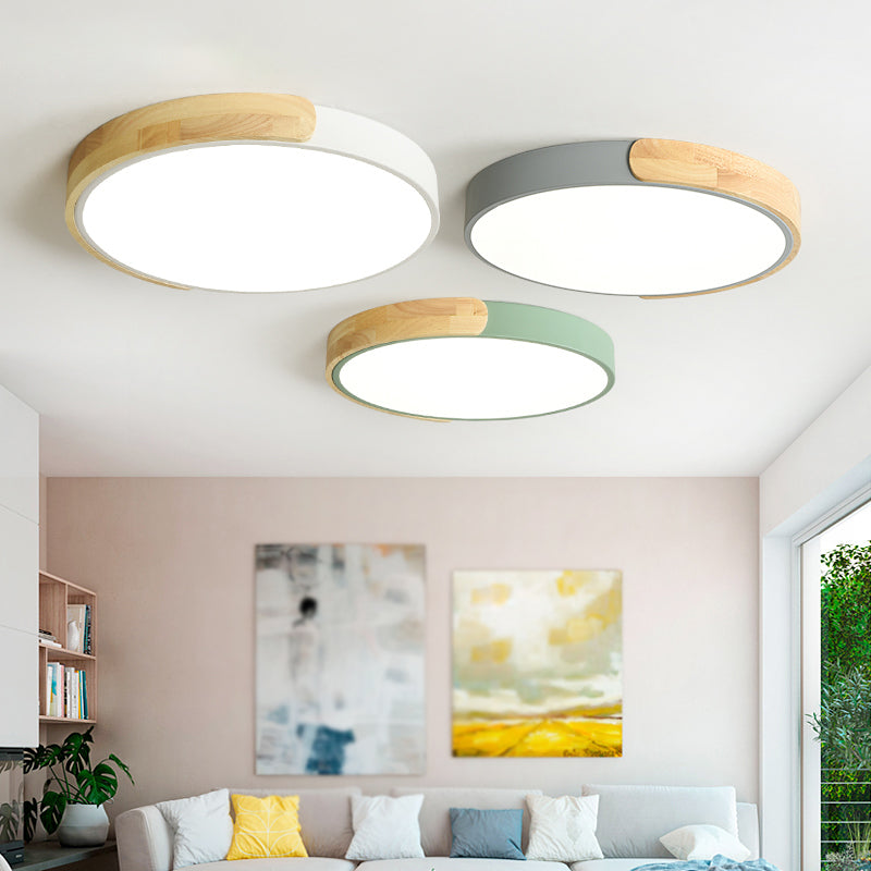 Round Shape LED Ceiling Lamp Macaroon Modern Simple Style Iron 1 Light Flush Mount for Corridor