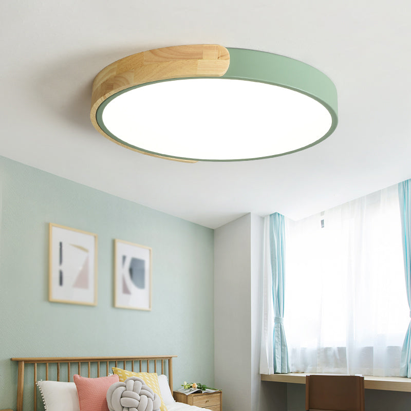 Round Shape LED Ceiling Lamp Macaroon Modern Simple Style Iron 1 Light Flush Mount for Corridor