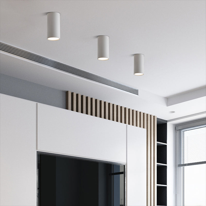 Cylindrical Shape LED Ceiling Lamp Modern Simple Style Aluminium 1 Light Flush Mount for Living Room