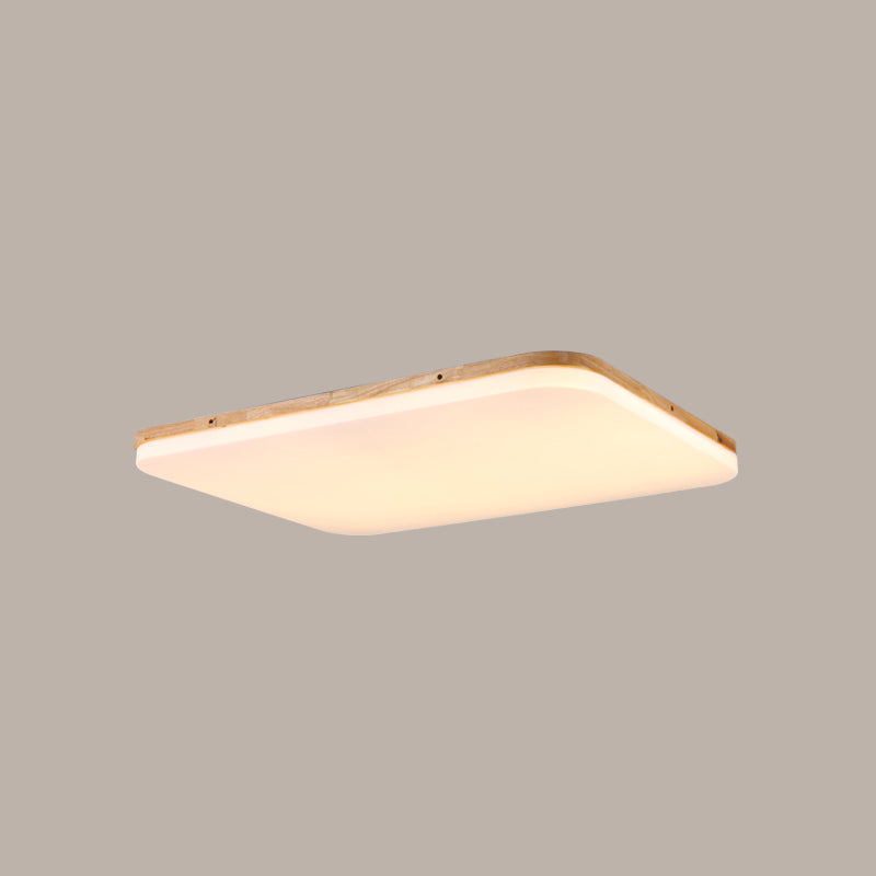 Geometry Shape LED Ceiling Lamp Modern Simple Style Wood 1 Light Flush Mount for Study Bedroom