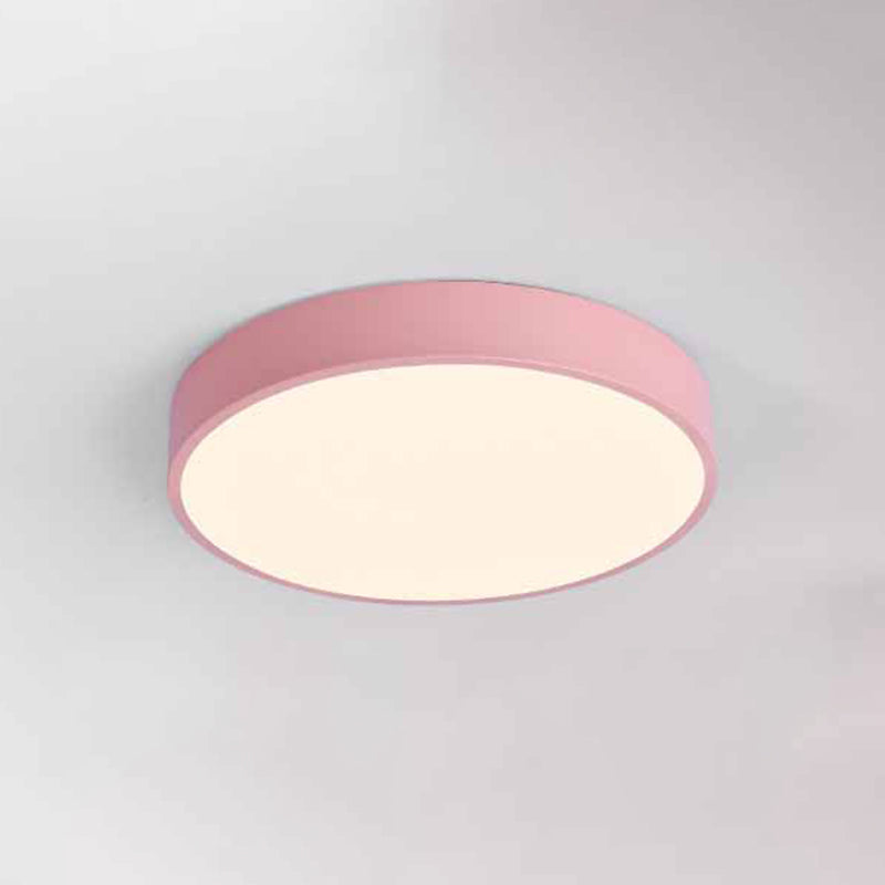 Round Shape LED Ceiling Lamp Macaroon Modern Simple Style Iron 1 Light Flush Mount for Bedroom Aisle