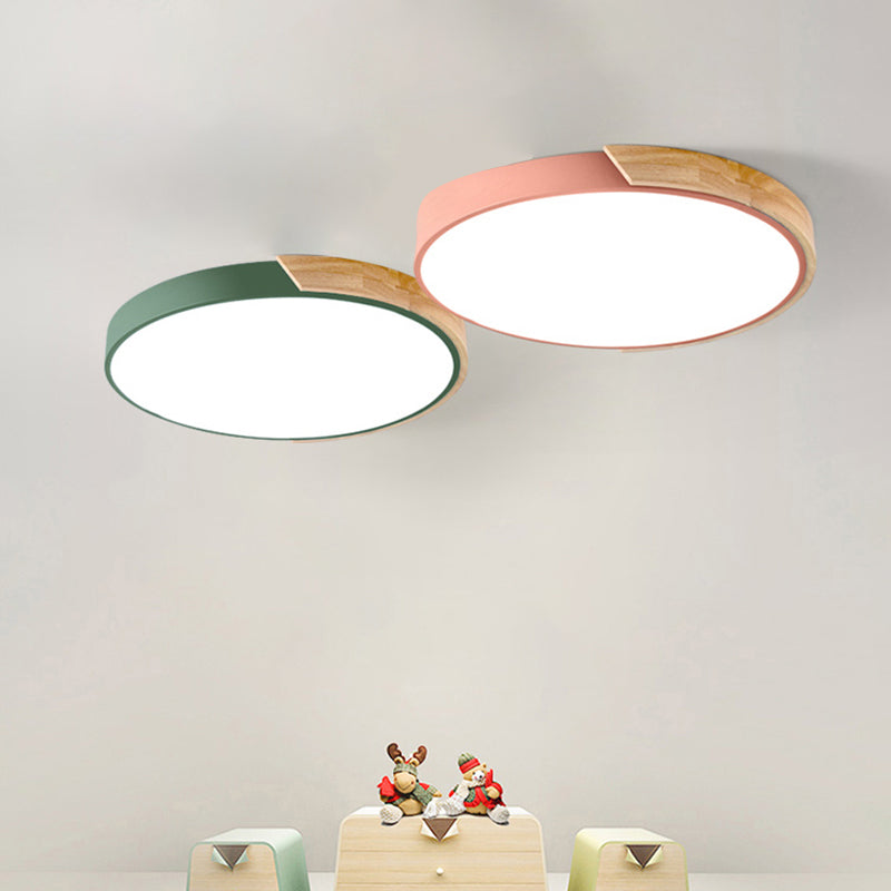 Geometry Shape LED Ceiling Lamp Macaroon Modern Simple Style Iron 1 Light Flush Mount for Study