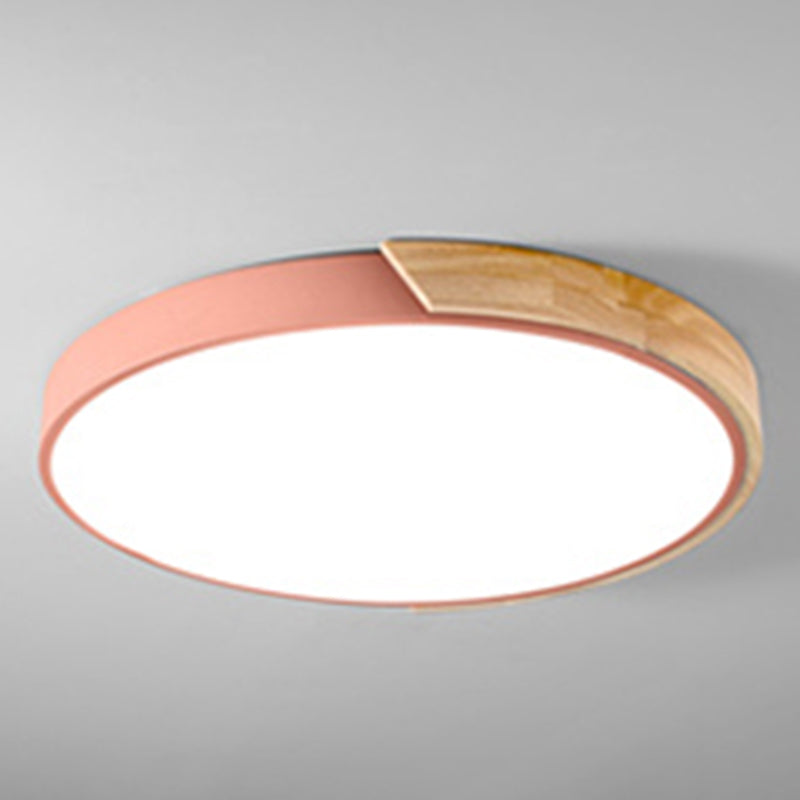 Geometry Shape LED Ceiling Lamp Macaroon Modern Simple Style Iron 1 Light Flush Mount for Study