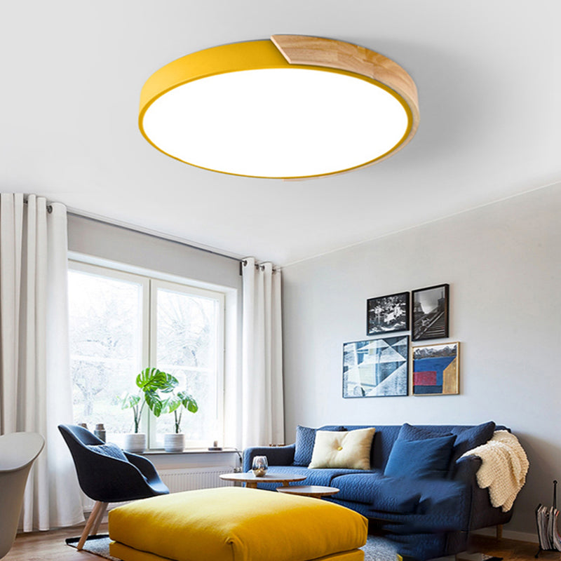 Geometry Shape LED Ceiling Lamp Macaroon Modern Simple Style Iron 1 Light Flush Mount for Study