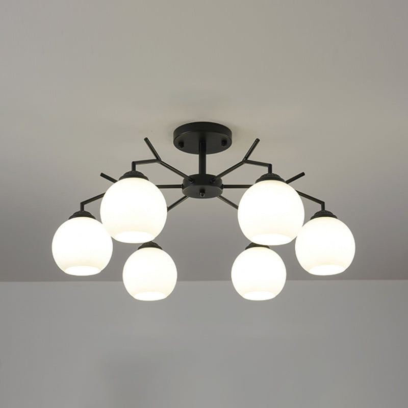 Black Shaded Semi Flush Light Fixture Simplicity Glass Living Room Semi Flush Mount Light