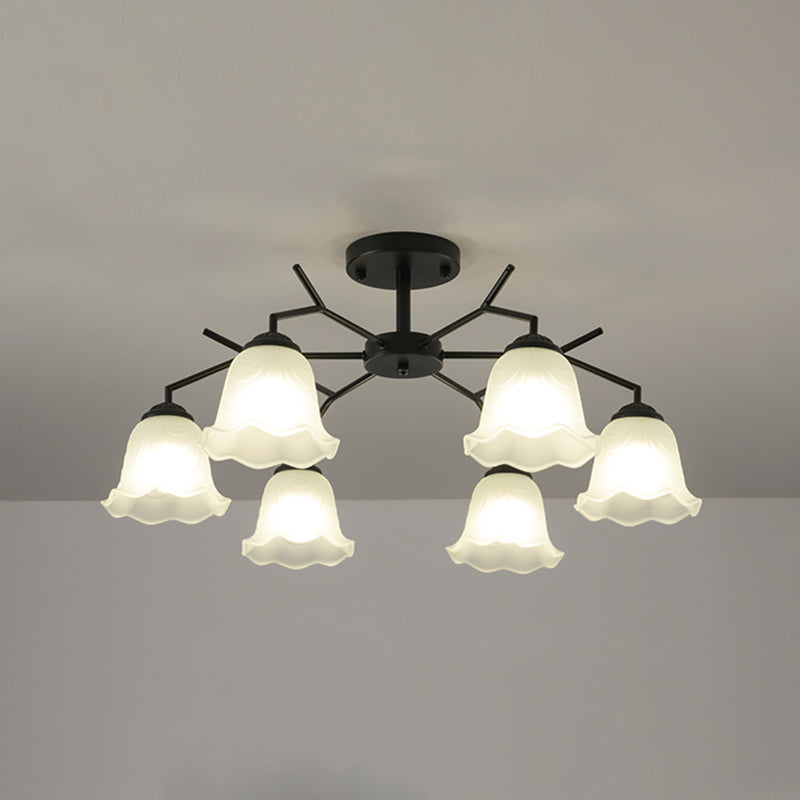 Black Shaded Semi Flush Light Fixture Simplicity Glass Living Room Semi Flush Mount Light