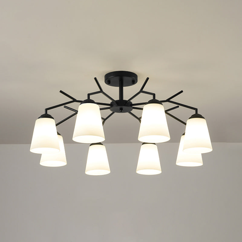 Black Shaded Semi Flush Light Fixture Simplicity Glass Living Room Semi Flush Mount Light