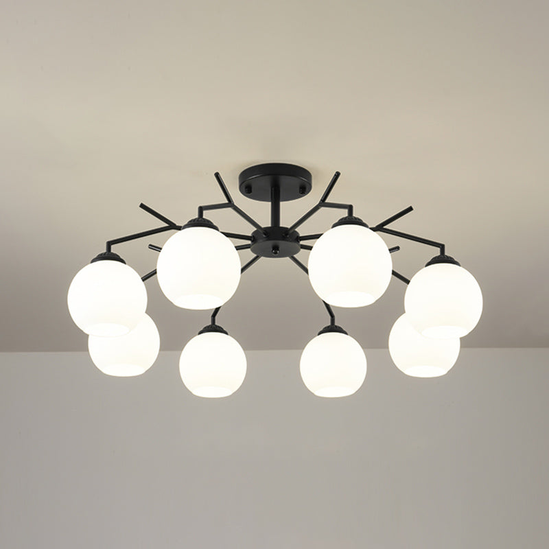 Black Shaded Semi Flush Light Fixture Simplicity Glass Living Room Semi Flush Mount Light