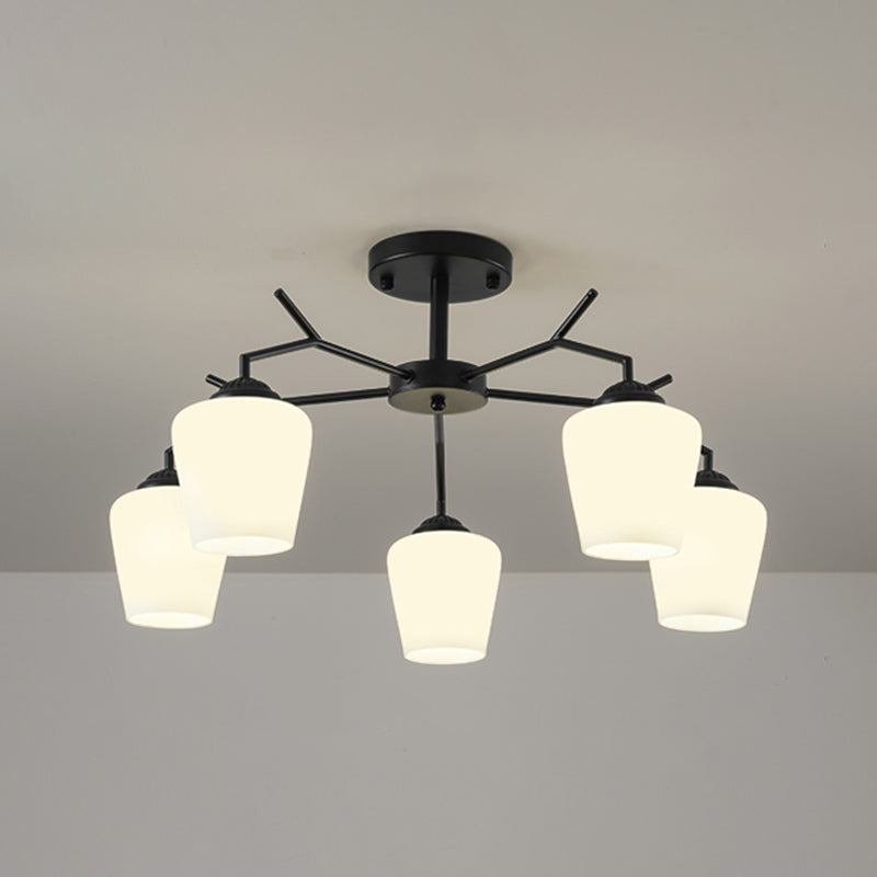 Black Shaded Semi Flush Light Fixture Simplicity Glass Living Room Semi Flush Mount Light