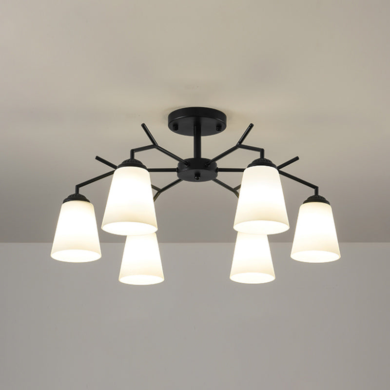 Black Shaded Semi Flush Light Fixture Simplicity Glass Living Room Semi Flush Mount Light