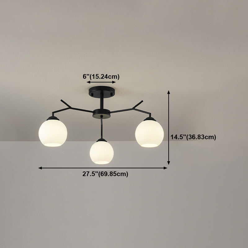 Black Shaded Semi Flush Light Fixture Simplicity Glass Living Room Semi Flush Mount Light