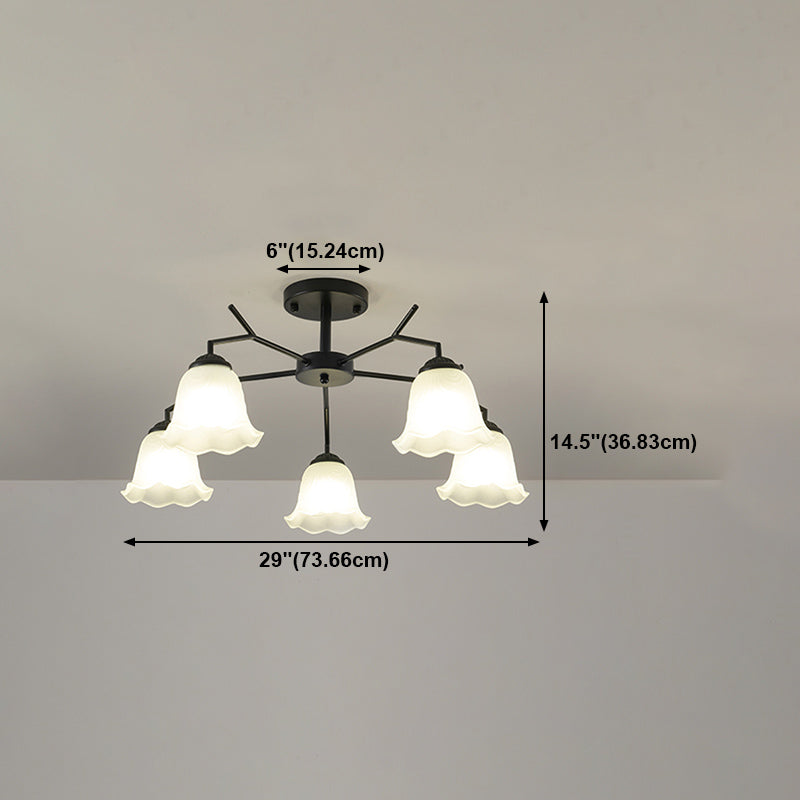 Black Shaded Semi Flush Light Fixture Simplicity Glass Living Room Semi Flush Mount Light