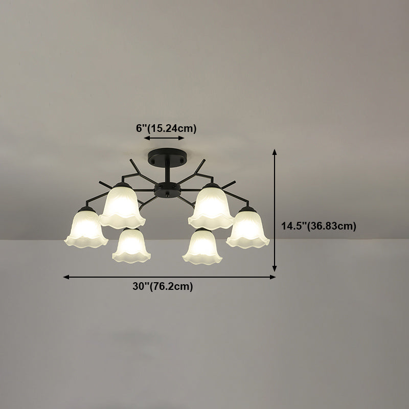Black Shaded Semi Flush Light Fixture Simplicity Glass Living Room Semi Flush Mount Light