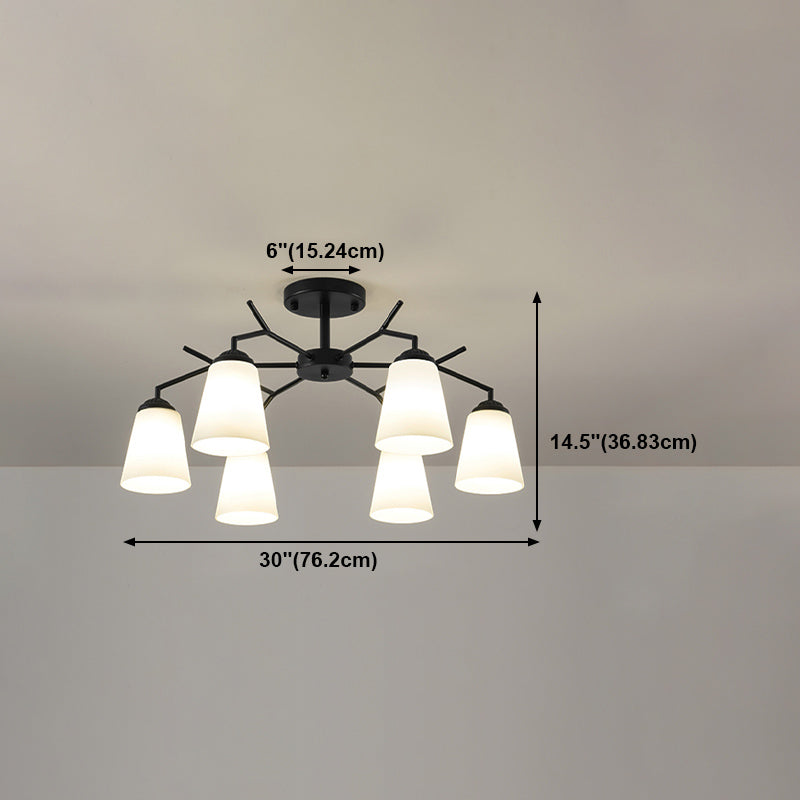 Black Shaded Semi Flush Light Fixture Simplicity Glass Living Room Semi Flush Mount Light