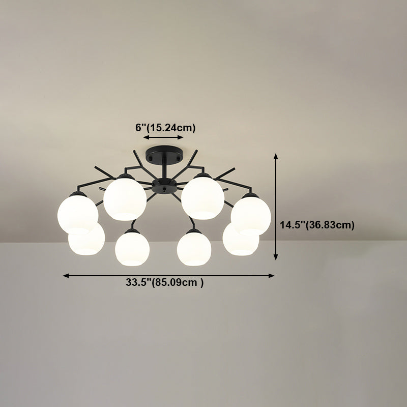Black Shaded Semi Flush Light Fixture Simplicity Glass Living Room Semi Flush Mount Light
