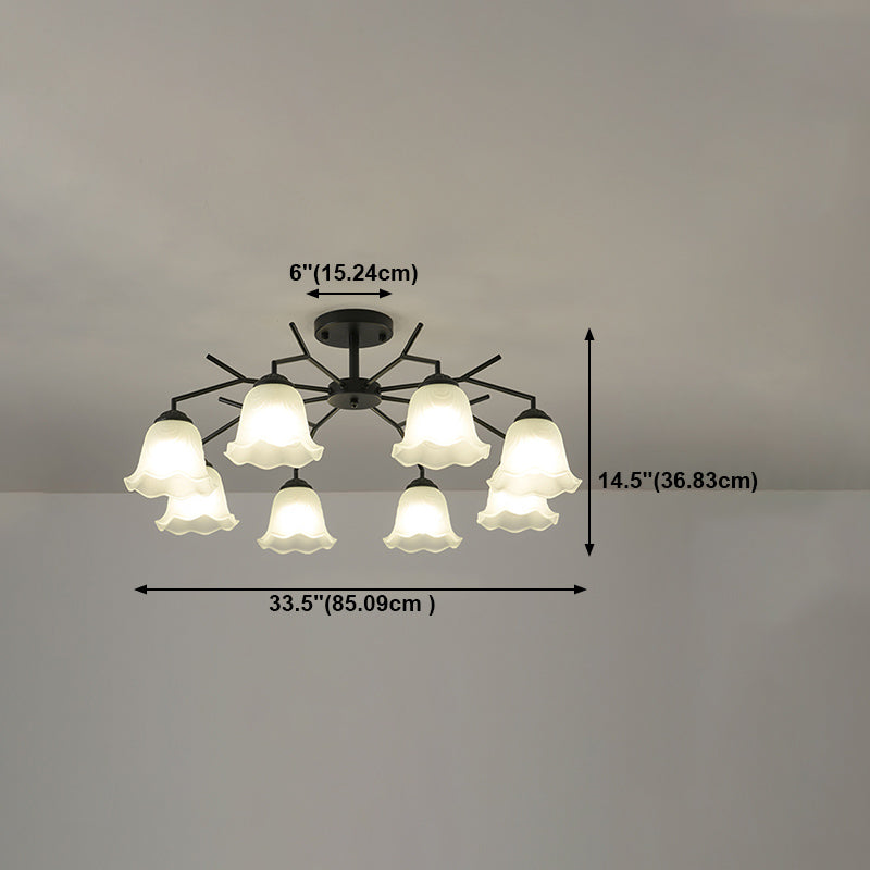 Black Shaded Semi Flush Light Fixture Simplicity Glass Living Room Semi Flush Mount Light