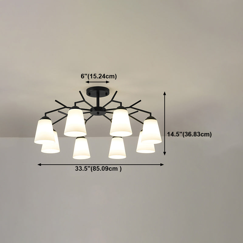 Black Shaded Semi Flush Light Fixture Simplicity Glass Living Room Semi Flush Mount Light