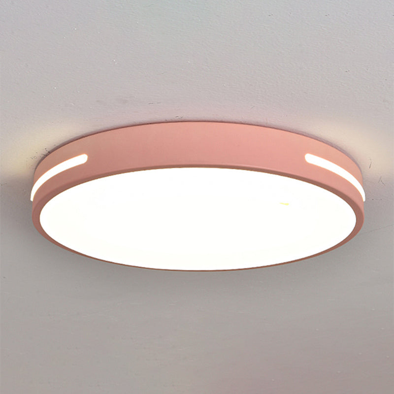 Round Shape LED Ceiling Lamp Macaroon Modern Simple Style Iron 1 Light Flush Mount